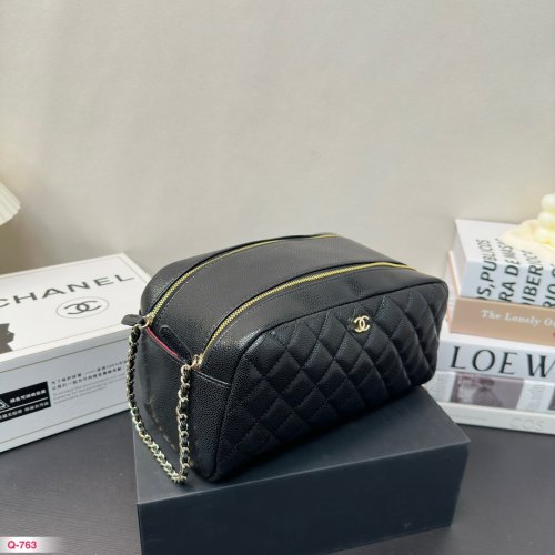 Plaid Cosmetic Bag Wash Bag Black 240318 25x14cm