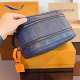 Embossed Logo Cosmetic Bag Wash Bag Blue 240720 27x14cm