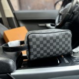 Plaid Cosmetic Bag Wash Bag Black Grey 240306 25x15cm