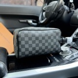 Plaid Cosmetic Bag Wash Bag Black Grey 240306 25x15cm