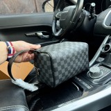 Plaid Cosmetic Bag Wash Bag Black Grey 240306 25x15cm
