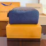 Embossed Logo Cosmetic Bag Wash Bag Blue 240720 27x14cm