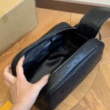 Embossed Logo Cosmetic Bag Wash Bag Black 27x14cm