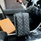 Plaid Cosmetic Bag Wash Bag Black Grey 240306 25x15cm