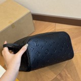 Embossed Logo Cosmetic Bag Wash Bag Black 27x14cm