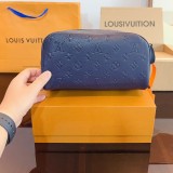 Embossed Logo Cosmetic Bag Wash Bag Blue 240720 27x14cm
