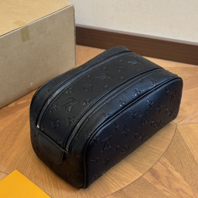 Embossed Logo Cosmetic Bag Wash Bag Black 27x14cm