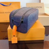 Embossed Logo Cosmetic Bag Wash Bag Blue 240720 27x14cm