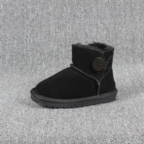 5A Kid Classic Button Mini Short Boots Black