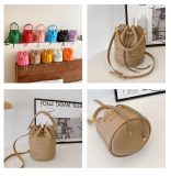 5A The Leather Bucket Bag Pink