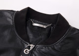 Autumn Men's Simple Zipper Leather Jacket Black 6948