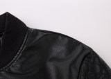 Autumn Men's Simple Zipper Leather Jacket Black 6948