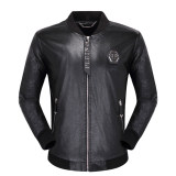 Autumn Men's Simple Zipper Leather Jacket Black 6948