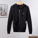 Hooded Sweater Knit Cardigan Black M6