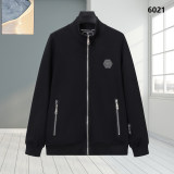 Autumn Men's Diamond Patterned Casual Zipper Jacket Black 6021