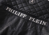 Autumn Men's Simple Zipper Leather Jacket Black 6942