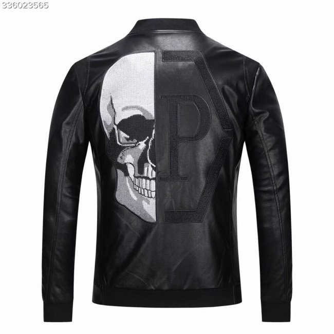 Autumn Men's Simple Zipper Leather Jacket Black 8636