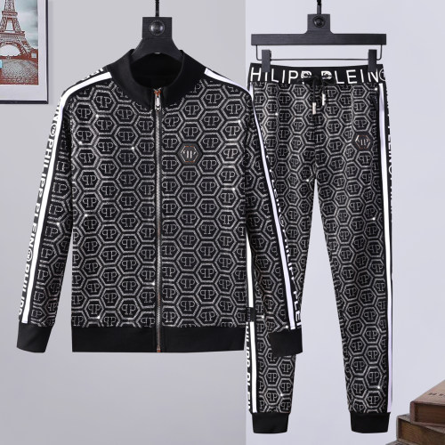 Autumn Men's Diamond Logo Jacket Pants Set Black 880