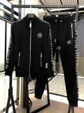 Autumn Men's Diamond Pattern Jacket Pants Set Black P836