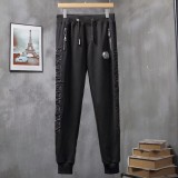 Autumn Men's Embroidered Logo Hooded Jacket Pants Set Black P810