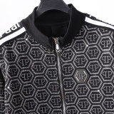 Autumn Men's Diamond Logo Jacket Pants Set Black 880