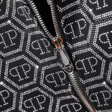 Autumn Men's Diamond Logo Jacket Pants Set Black 880