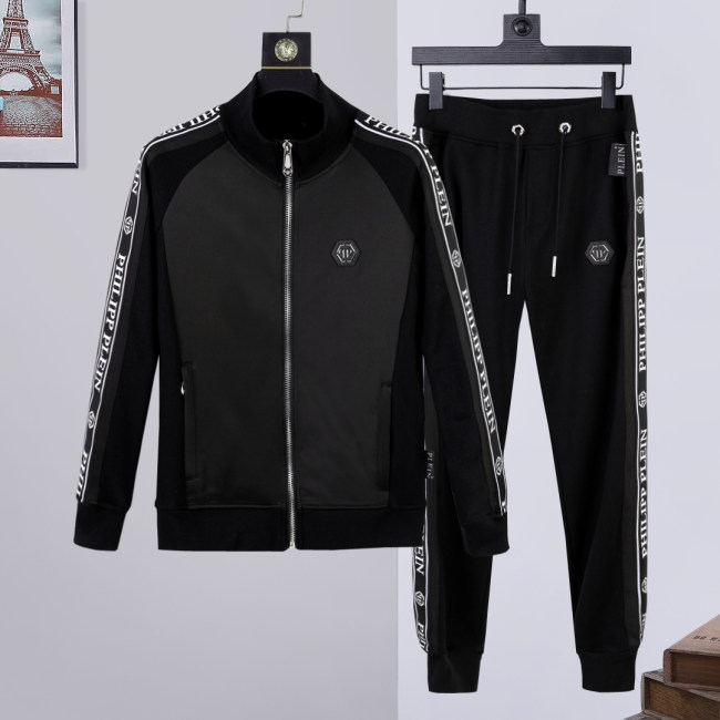 Autumn Men's Jacket Pants Set Black 873