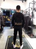 Autumn Men's Diamond Pattern Hooded Jacket Pants Set Black P839