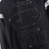 Autumn Men's Printed Logo Hooded Jacket Pants Set Black 881