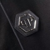 Autumn Men's Embroidered Logo Hooded Jacket Pants Set Black P810