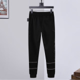 Autumn Men's Embroidered Pattern Jacket Pants Set Black 879