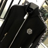 Autumn Men's Diamond Pattern Jacket Pants Set Black P836