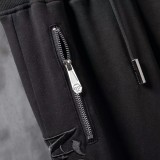 Autumn Men's Embroidered Logo Hooded Jacket Pants Set Black P810