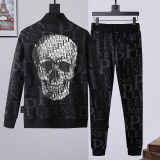 Autumn Men's Diamond Pattern Jacket Pants Set Black 887