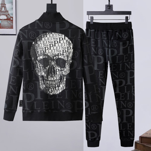 Autumn Men's Diamond Pattern Jacket Pants Set Black 887