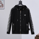 Autumn Men's Printed Logo Hooded Jacket Pants Set Black 886