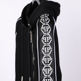Autumn Men's Printed Logo Hooded Jacket Pants Set Black 886