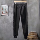 Autumn Men's Embroidered Logo Hooded Jacket Pants Set Black P810