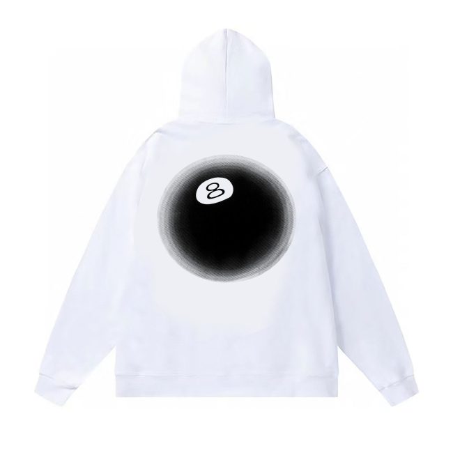 5A Casual Basic Printed Hoodie White