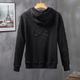 Autumn Men's Embroidered Logo Hooded Jacket Pants Set Black P810