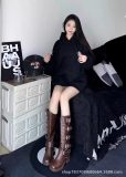 5A Casual Basic Printed Hoodie White