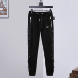 Autumn Men's Embroidered Pattern Jacket Pants Set Black 879