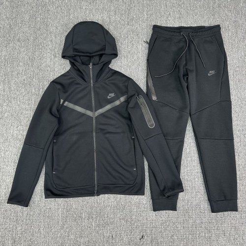 5A Sportswear Tech Fleece Full Zip Hoodie & Joggers Set Sport Suit Black