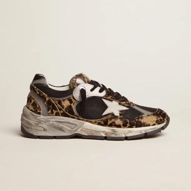 Dad-Star Sneakers In Leopard-Print Pony Skin With White Leather Star