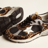 Dad-Star Sneakers In Leopard-Print Pony Skin With White Leather Star