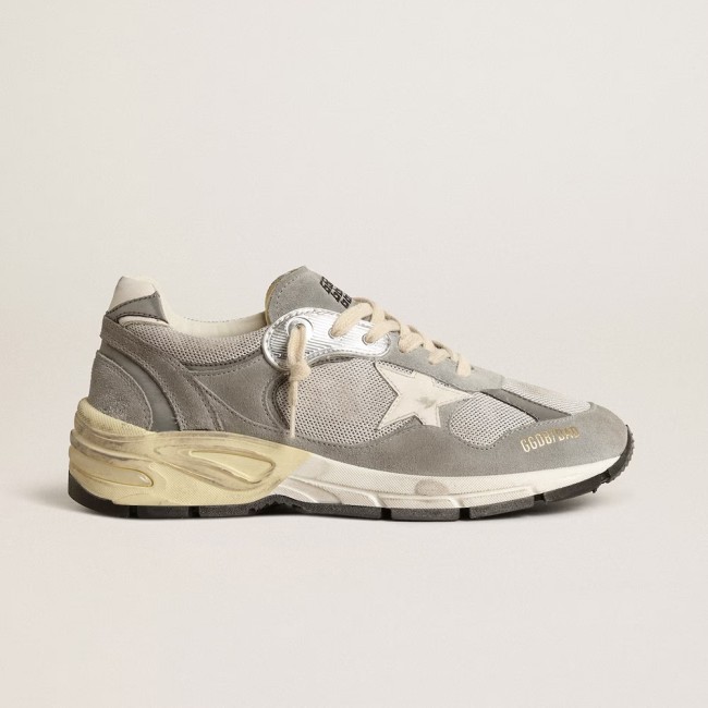 Dad-Star In Suede And Silver Mesh With White Leather Star And Heel Tab