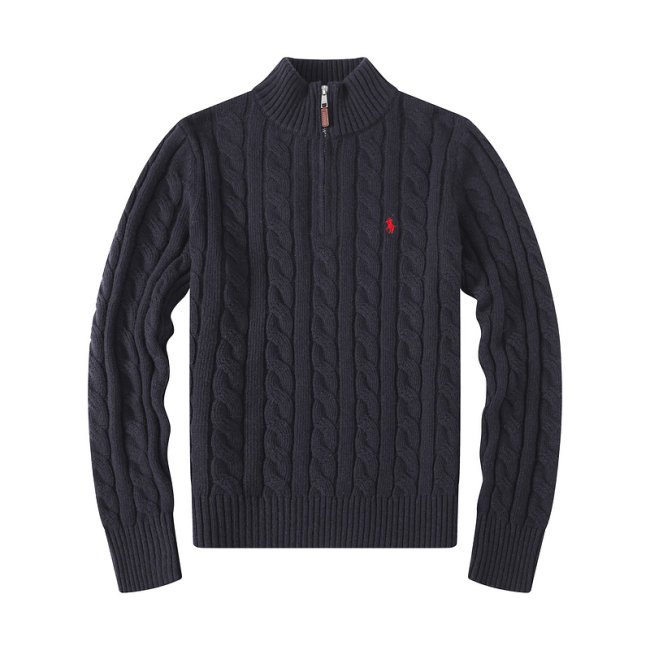 5A Cable-Knit Cotton Quarter-Zip Sweater Black