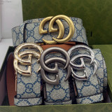 Original 5A Double GG Logo Printed Slide Buckle Belt 3.5cm