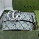 Original 5A Double GG Logo Printed Slide Buckle Belt 3.5cm