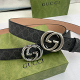 Original 5A GG Printed Slide Buckle Belt Black 4cm